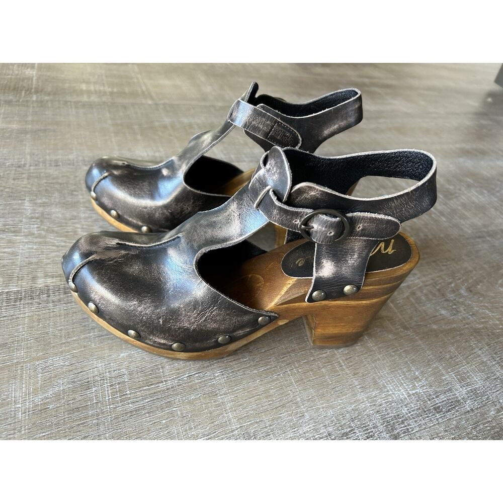 Matisse Colby Studded Wood Platform Clogs Womens 7 Brown Leather Boho NWOT - Picture 6 of 14